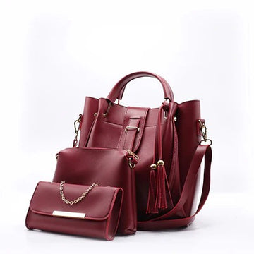 Queen 3 PC Maroon Handbag