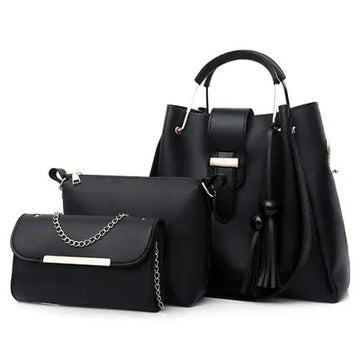 Queen 3 PC Black Handbag