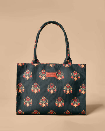 Black Printed Ladies Tote Bag
