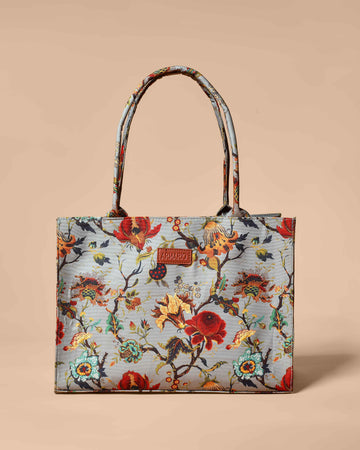 Red Flower Printed Ladies Tote Bag